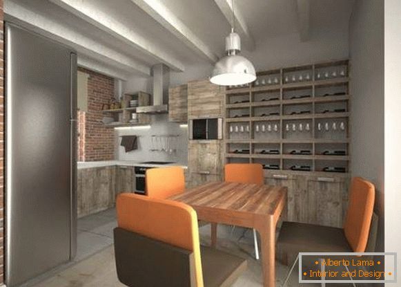 Interior of a two-room apartment in loft style - photo design