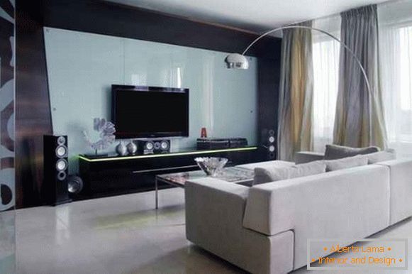 Hi-tech design of 2-room apartment - interior photo of the hall