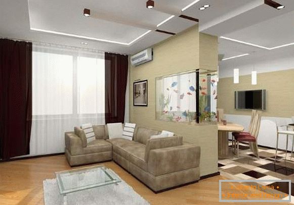 Design of a two-room panel apartment - a photo of the interior of the kitchen of the living room