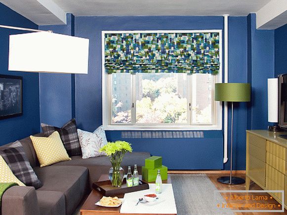 Blue walls in the living room