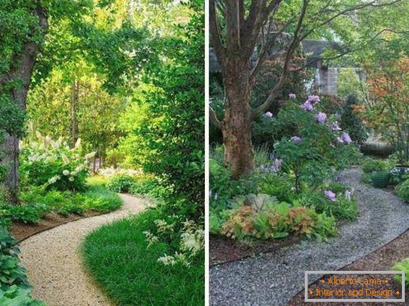 Garden paths from gravel - photos of different shades of stone