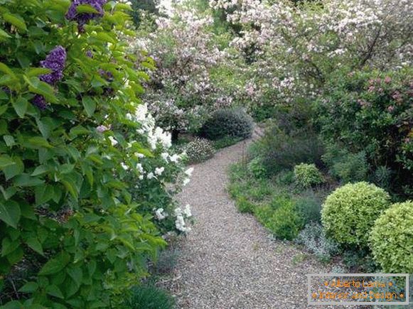 Simple versions of garden paths with their own hands made of gravel