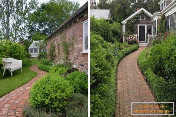 Making of garden paths made of bricks