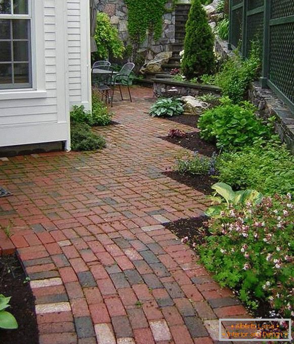 Brick paths in the country - photo landscape