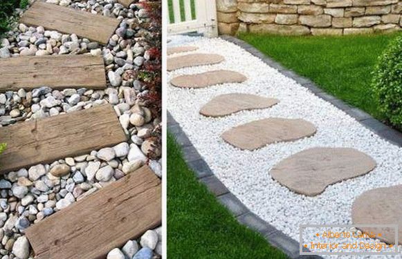 How to make a garden path of pebbles and wood
