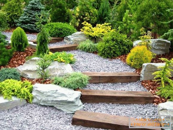 Paths of stone in the garden in the style of Zen