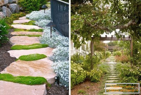 Unusual paths on the cottage of stone and greenery