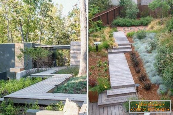 Wooden paths in the country - photo of landscape design