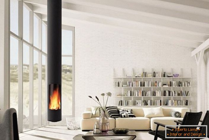 The strict, laconic design of the suspended fireplace makes it universal. The design is ideal for creating an interior in the style of high-tech or minimalism.