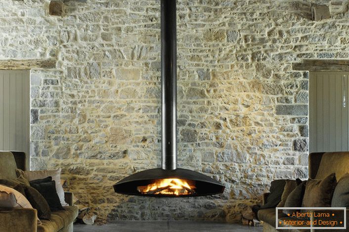 Wall-mounted fireplace