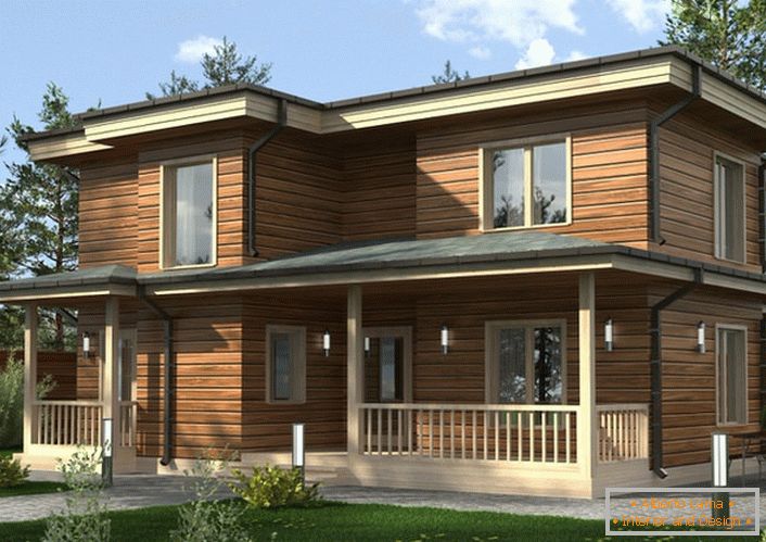 The laconic design of the modular home makes it not only attractive, but also functional.
