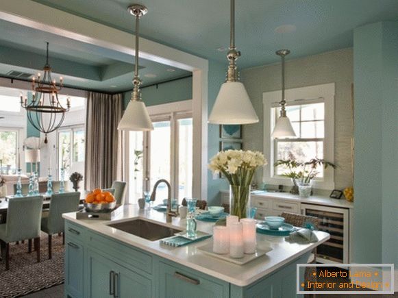 Kitchen design in blue