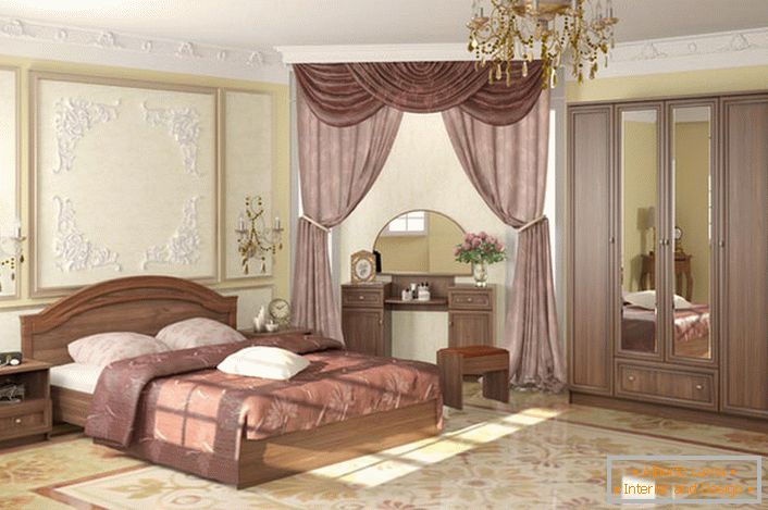 Elegant modular furniture in a classic style for a noble, luxurious bedroom.