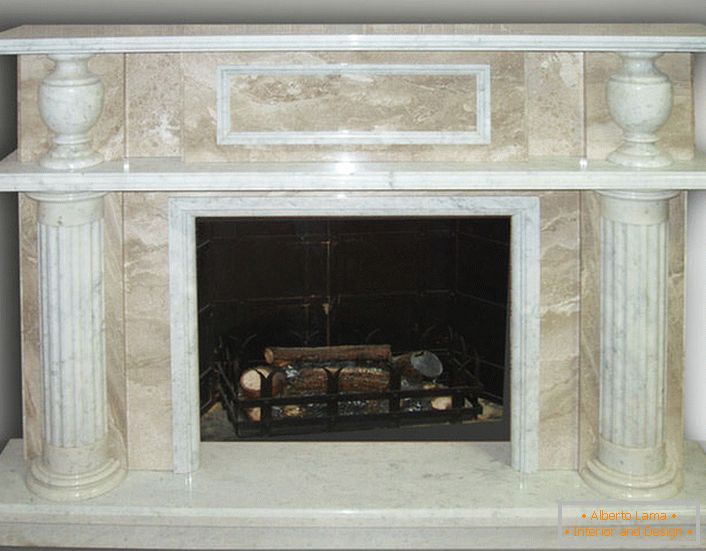 Luxury and beauty of a marble fireplace. 