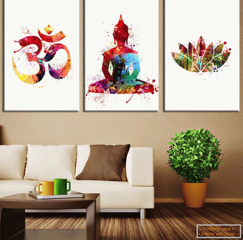 colorful-modern-buddhist-wall-art-white-background-wooden-canvas-interior-living-room-design-sofa-symbol