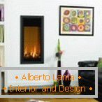 Built-in electric fireplace in the interior