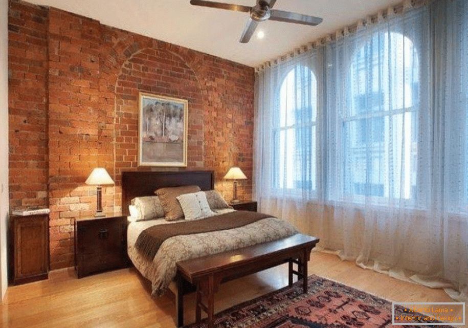 Stylish bedroom with carpet