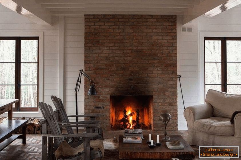 Fireplace made of bricks
