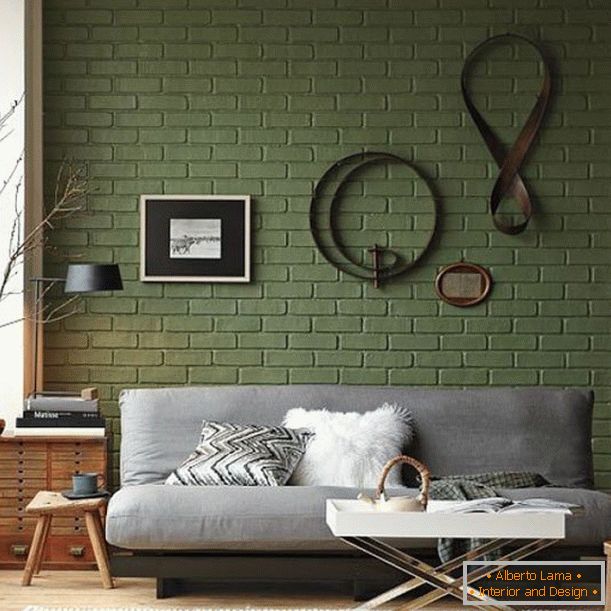 Green brick wall