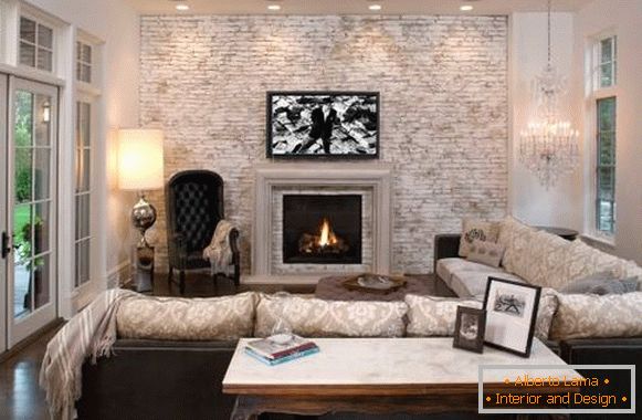 White brick wall in the interior - painting by own hands