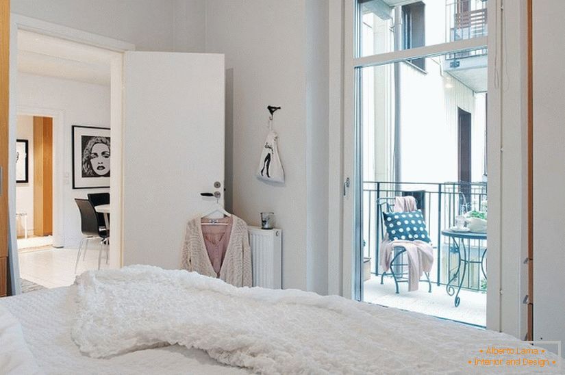 Bedroom apartment-studio in Scandinavian style