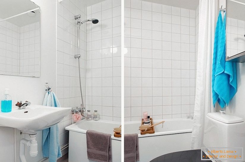 Bathroom studio apartments in Scandinavian style