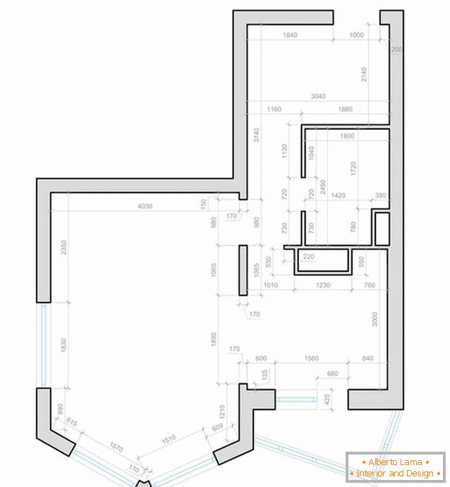 Layout of a bright apartment for a girl