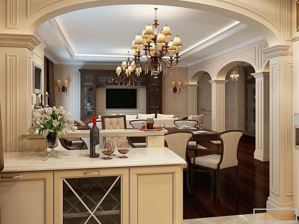 Arch in the classical kitchen