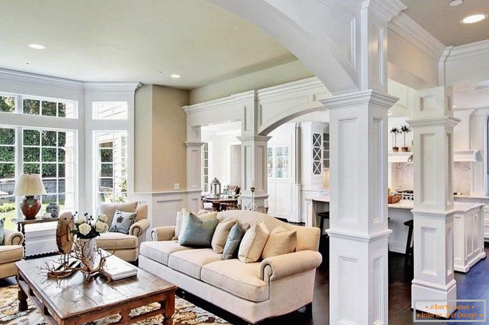 Arches in a large living room