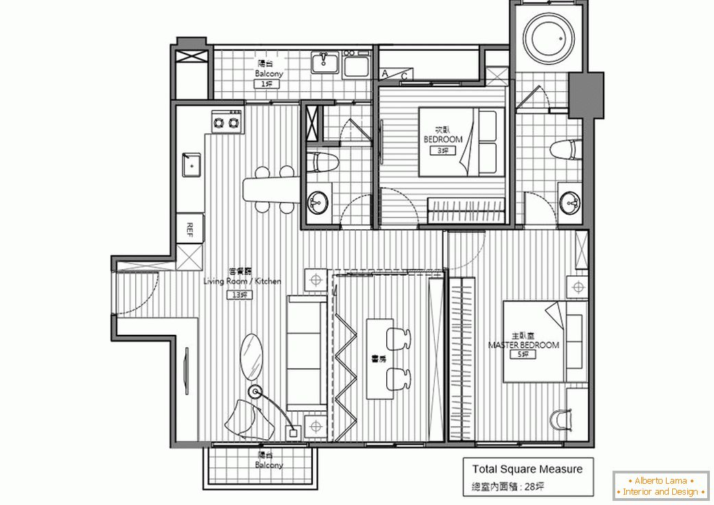 The layout of the residential complex Bachelor's Apartment
