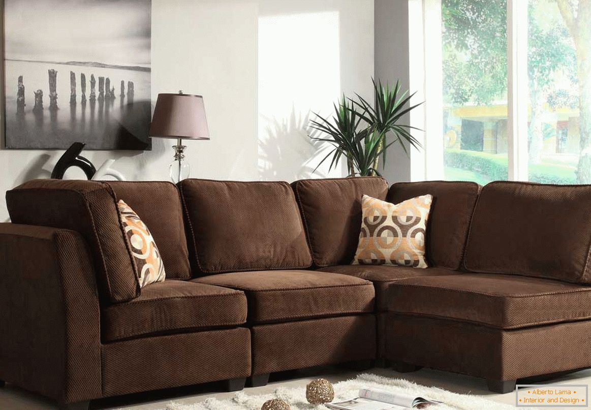 A simple brown corner sofa