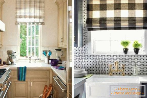 Stylish curtains in the cage for the kitchen - photo 2016