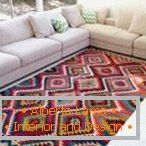 White sofas and Turkish carpet