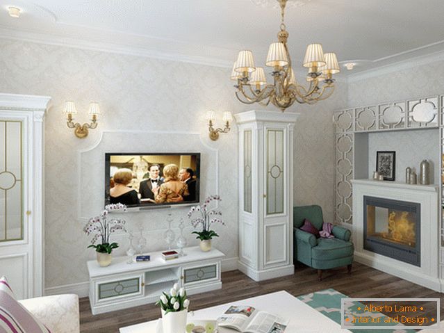Example of interior design of a small living room in the photo