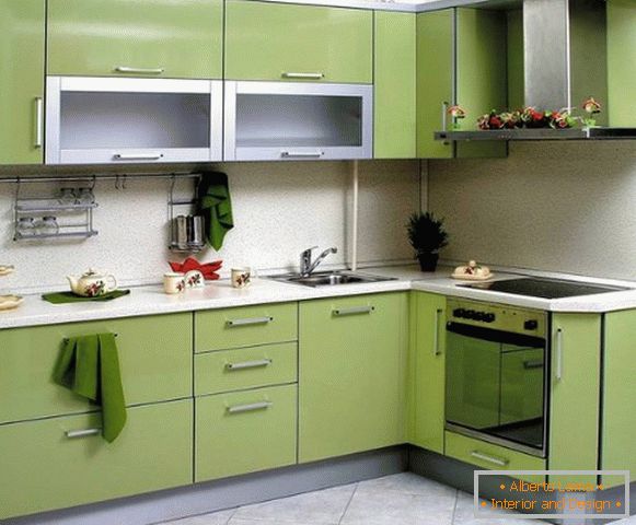 угловая kitchen furniture оливкового цвета для хрущёвки