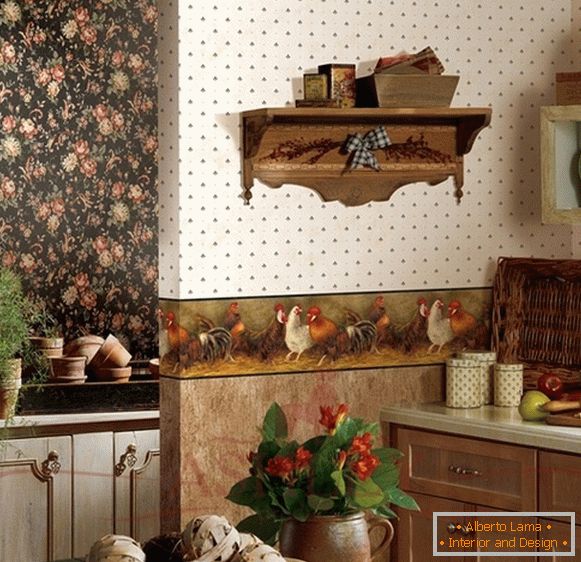 Ideas how to glue a border on wallpaper in the kitchen