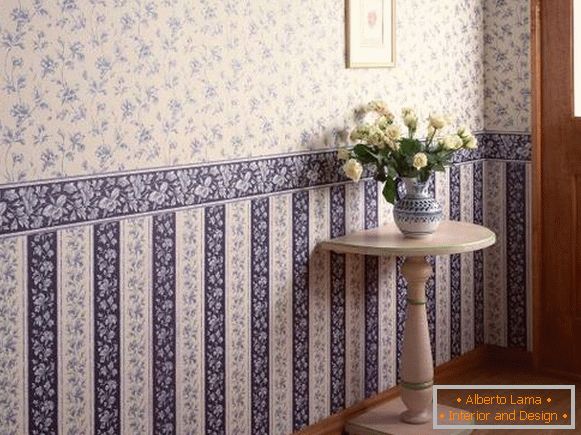 Combined wallpaper with a border in the interior - photo wall
