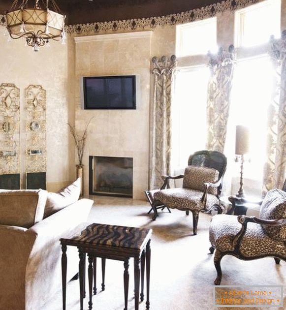 Elegant edging for wallpaper in the living room
