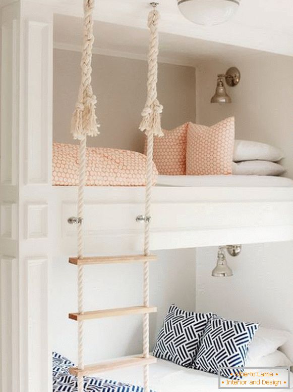 Bunk bed with rope ladder
