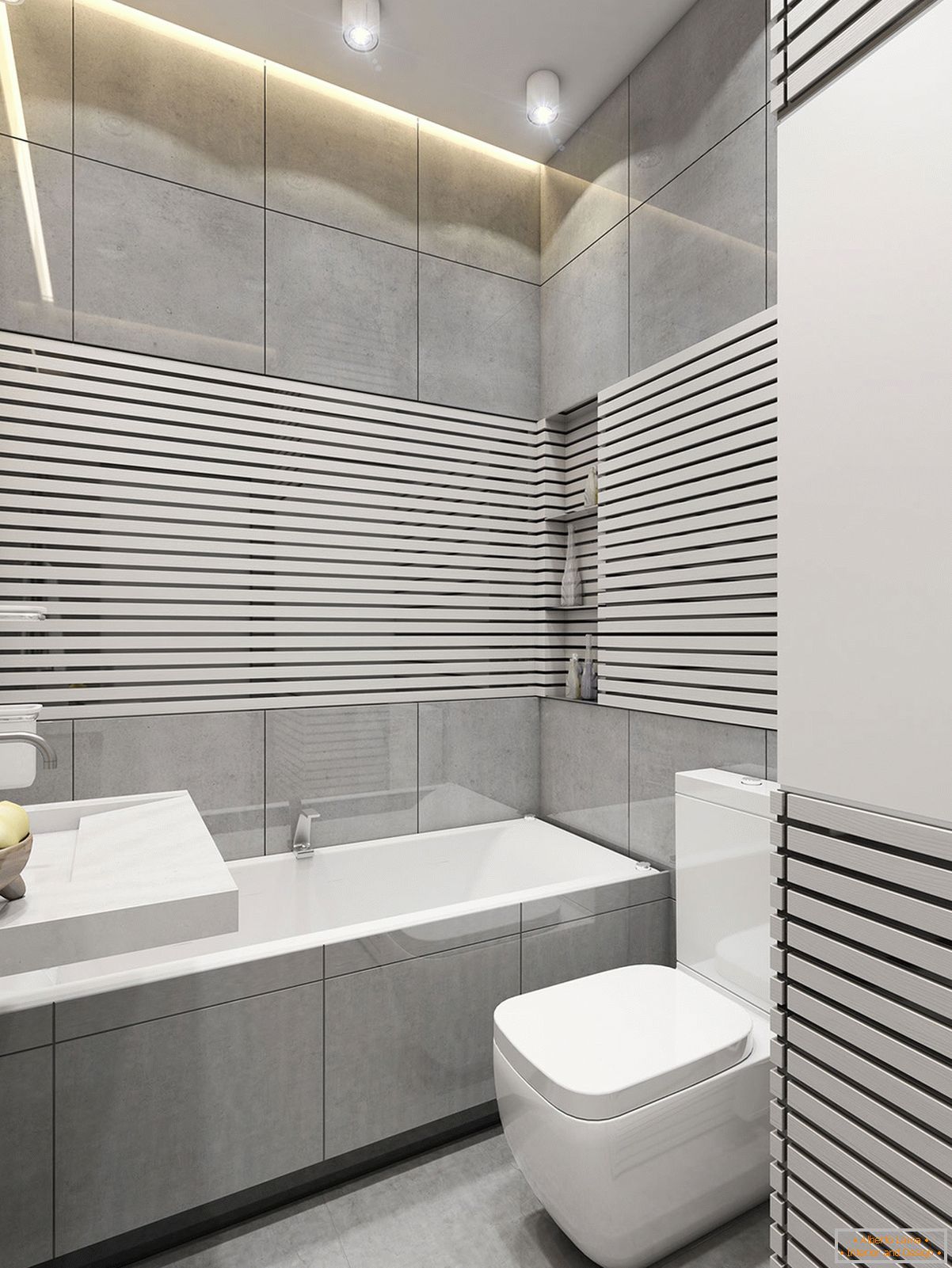 Small bathroom in gray color