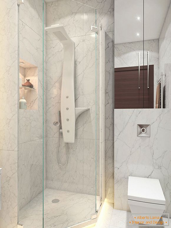 The idea for a small bathroom is a non-standard shower cabin