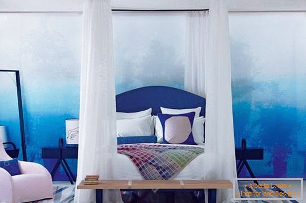 Bedroom in blue tones