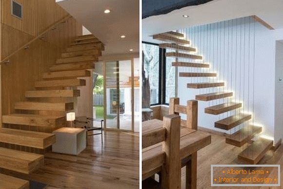 Floating steps - stairs in the house to the second floor