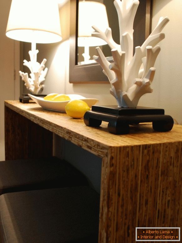 Side table with table lamps
