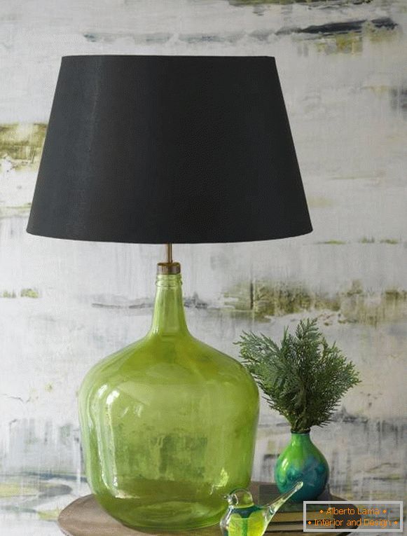 Glass table lamp with black shade