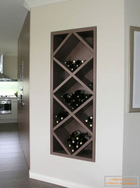 Wine bottles in a niche