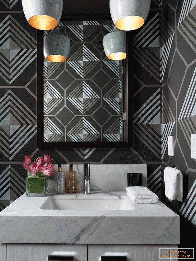 dashing-contemporary-powder-room-with-geometric-wallpaper-from-cowtan-and-tout