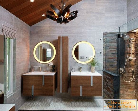Beautiful bathrooms - photos of wood and stone decoration