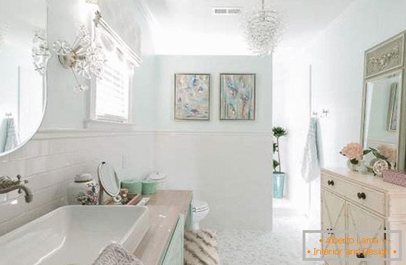 Beautiful design of the bathroom in pastel colors