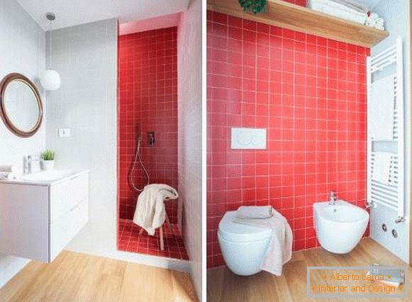 How beautifully to make a bathroom - photo of a red tile
